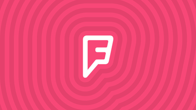 Foursquare’s white F logo surrounded by repeating outlines on a bright pink background.